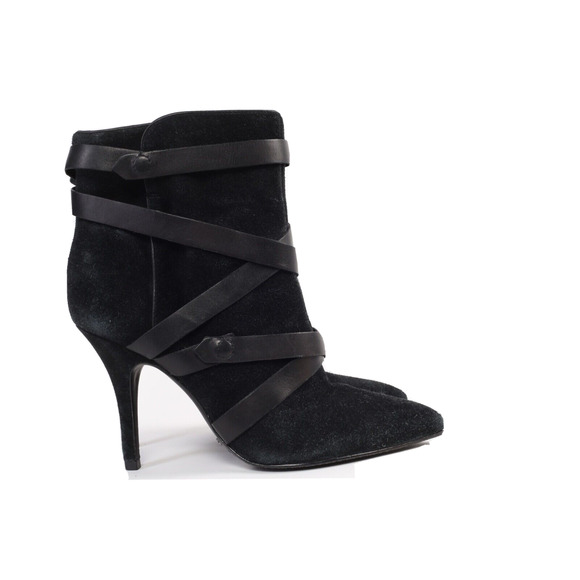 SCHUTZ Black Suede Pointed Toe Ankle Boots Size 9B - Picture 1 of 10